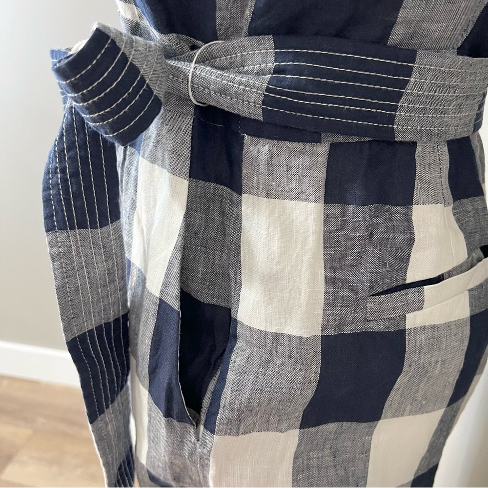 J. Crew 100% Linen Gingham Beauchamps Jumpsuit Size 4 - Picture 5 of 11